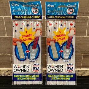 2 Packs of Cool Change Color-Changing Straws Made in the USA 24 Straws Total